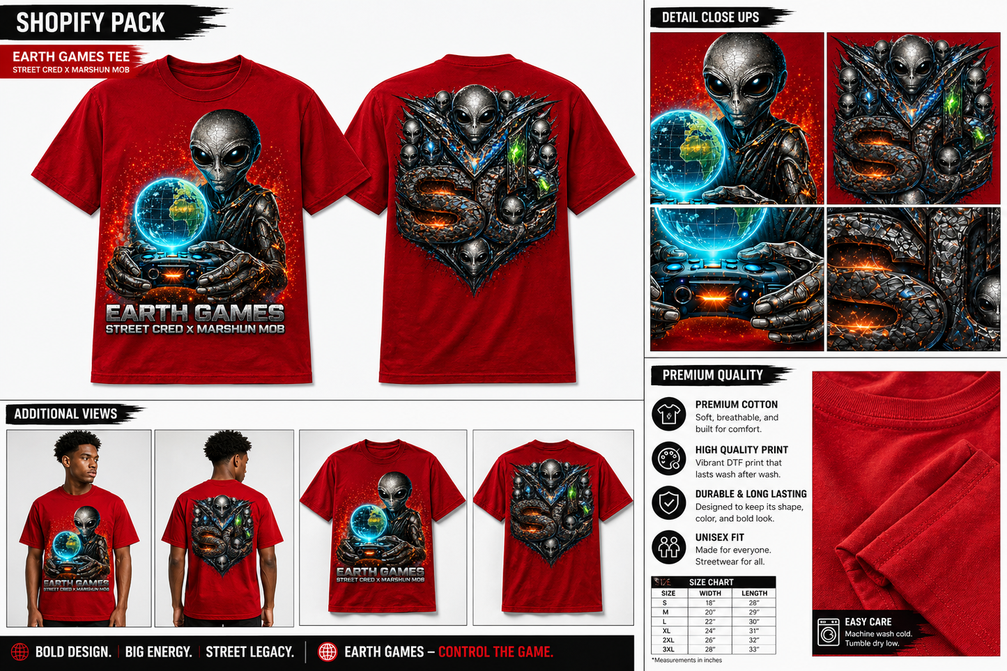 Earth Games Alien T-Shirt – Street Cred x Marshun Mob Graphic Tee