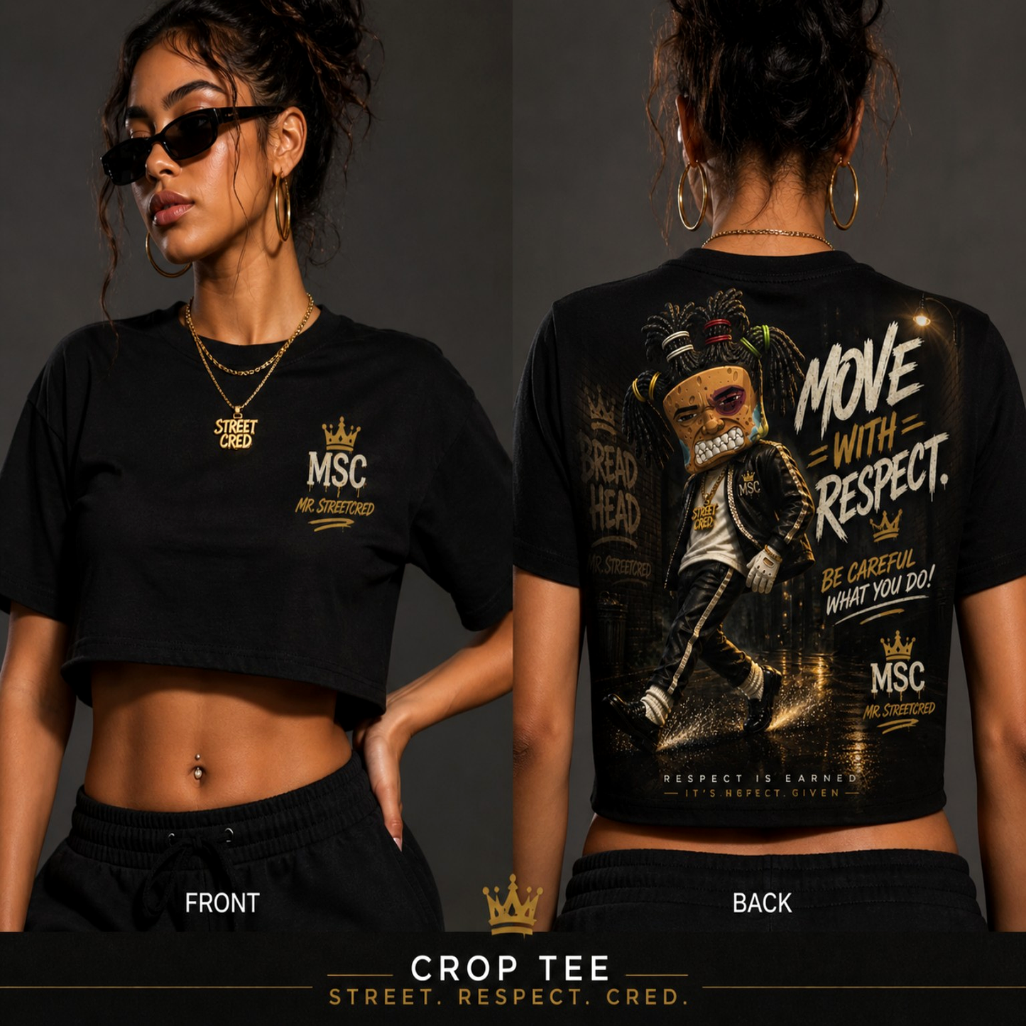 Bread Head Move With Respect Crop Tee | Women’s Street Cred Graphic Crop Top