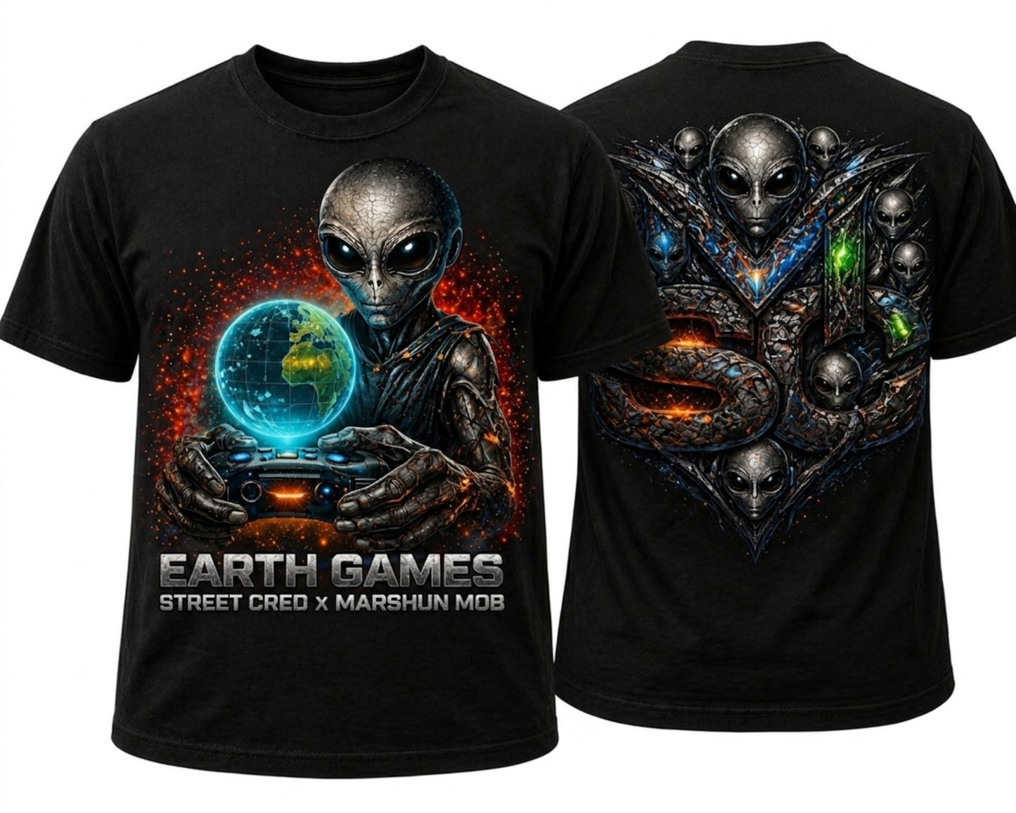 Earth Games Alien T-Shirt – Street Cred x Marshun Mob Graphic Tee