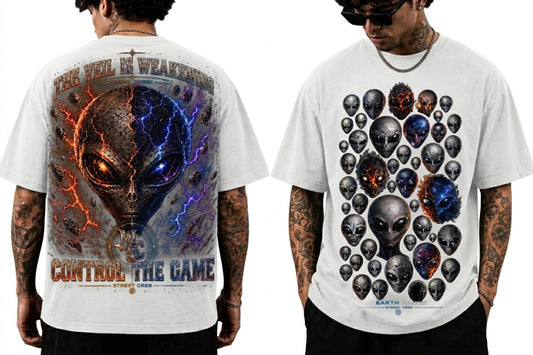 Earth Games Alien Graphic Tee – Street Cred x Marshun Mob Oversized Shirt