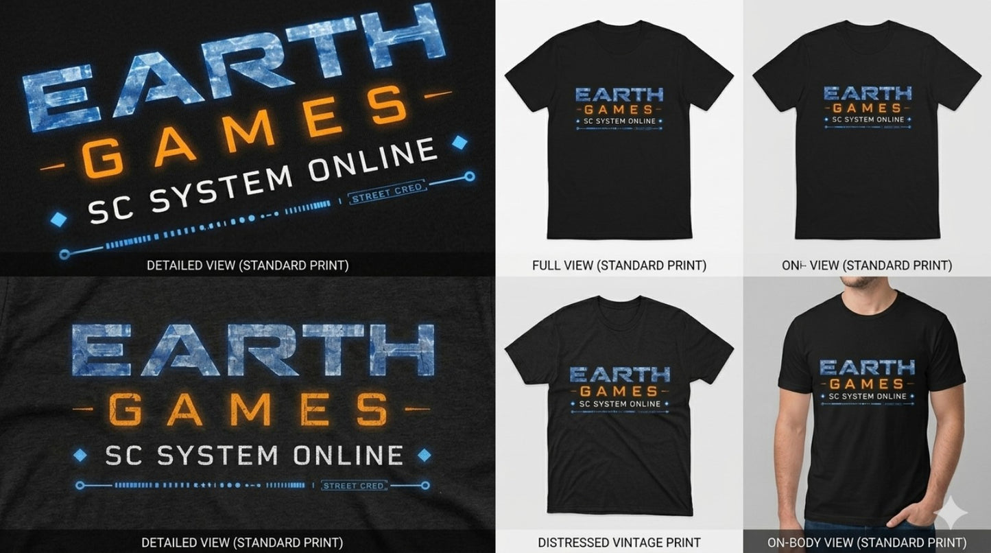 Earth Games Logo T-Shirt – SC System Online Streetwear Tee (Black)