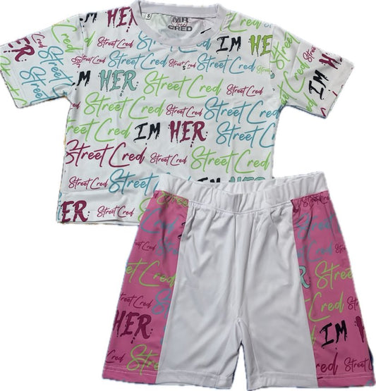 Multi-colored  StreetCred Im Her All Over Print Crop Top Set