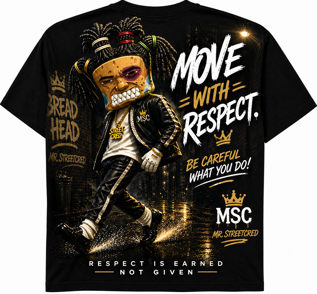 Bread Head “Move With Respect” T-Shirt | Street Cred Black Graphic Tee | Urban Streetwear