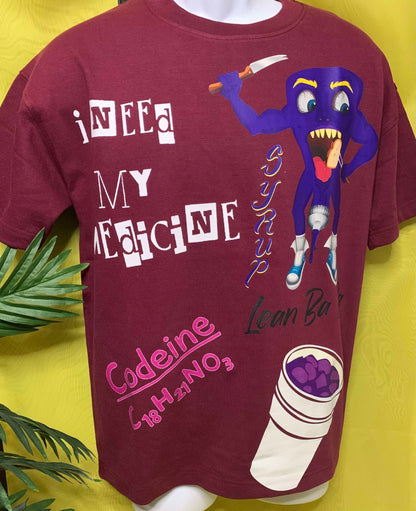 Lean Ba Ba-I Need My Medicine Collection-Burgandy T shirt