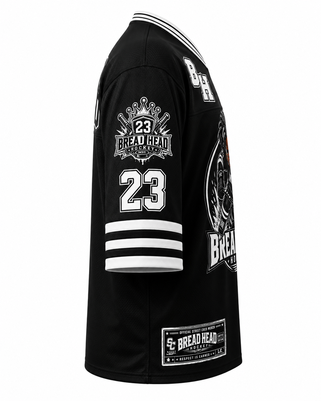 Street Cred® Bread Head Hockey Jersey #23 – Black Ice Limited Edition