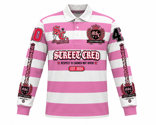 Mr. Street Cred® Loyalty Over Love Rugby Shirt – Pink & White Limited Edition