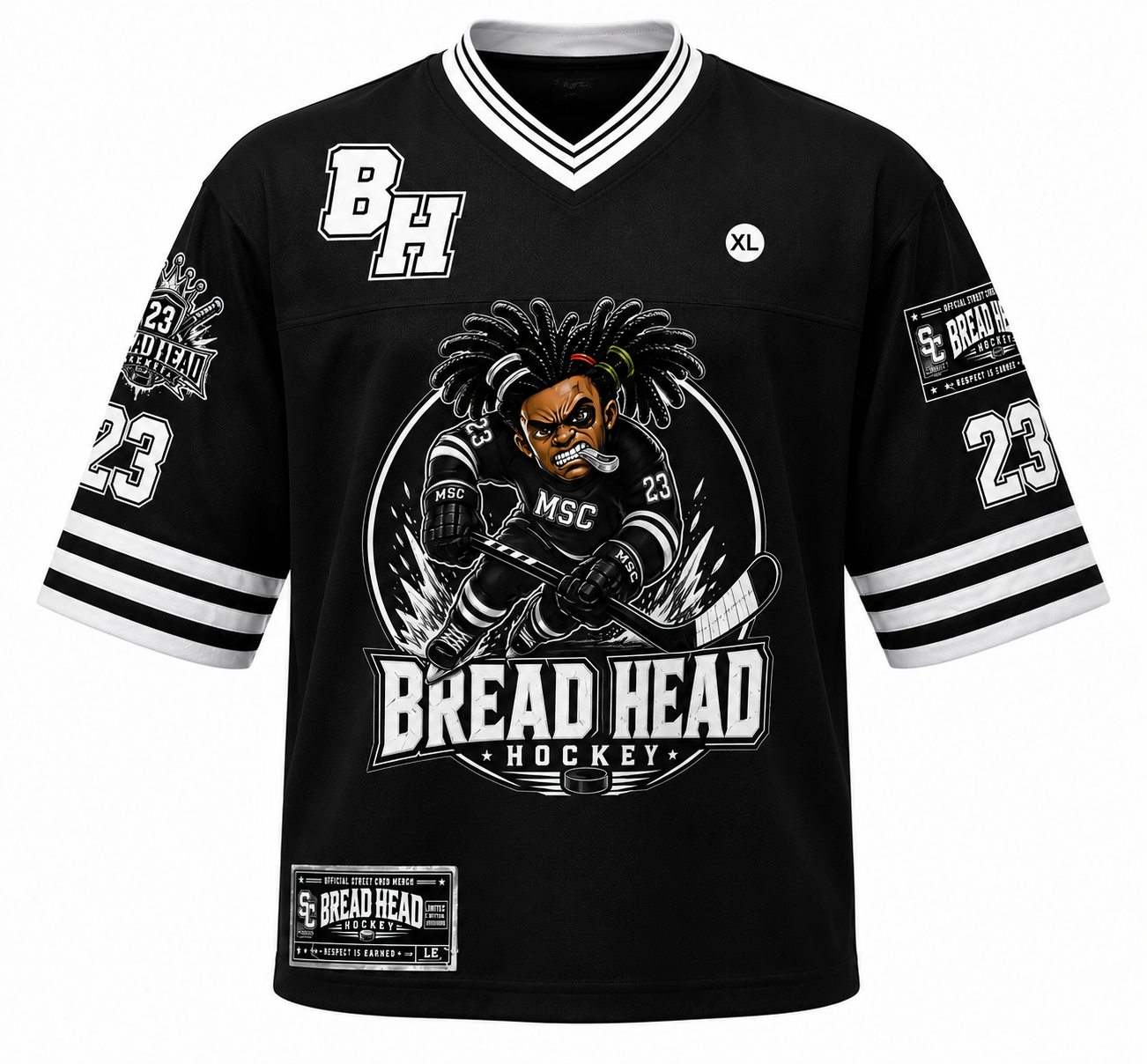 Street Cred® Bread Head Hockey Jersey #23 – Black Ice Limited Edition